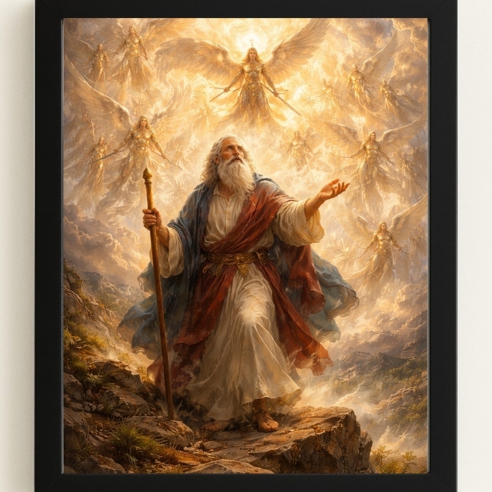 Prophet Elias With Heavenly Angels Art Print In A Frame 8x10